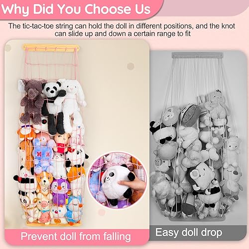 Miniatura 2 de Unicorn Castle Almacenamiento de animales de peluche, organizador de almacenamiento de juguetes de felpa de madera, hamaca para guardar espacio para