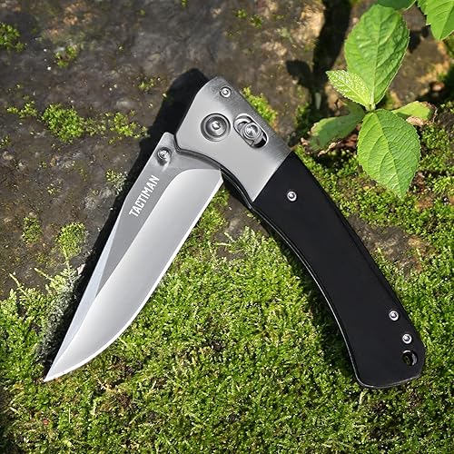 Miniatura 6 de Cuchillo plegable de bolsillo – EDC Tactical Gentleman's Survival Camping Knife – Hoja de acero inoxidable 8Cr13MoV, mango de madera, bloqueo de