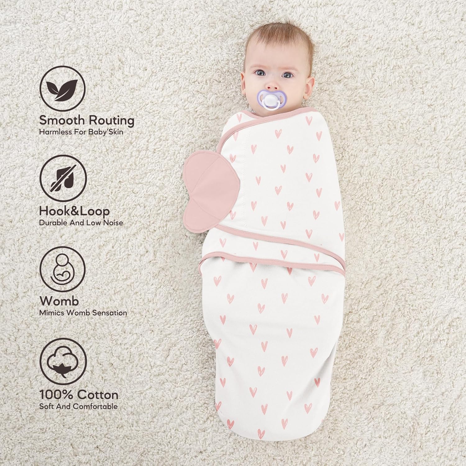 Susurration Swaddles for Newborns, 100% Cotton Baby Swaddle Sleep Sack, with Adjustable Velcro, Breathable and Durable Unisex Swaddle Sleep Sack, 3 Pack - Image 4
