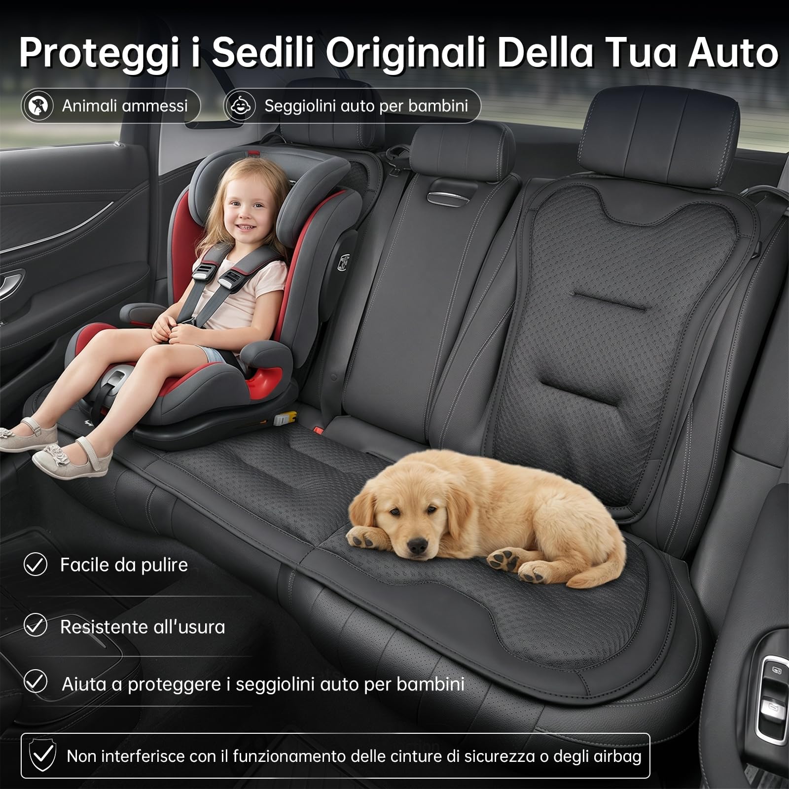 Cuscino Coprisedile Traspirante Universale per Auto, Tessuto a Rete, Fondo Antiscivolo per Conducente, Camion e Veicoli