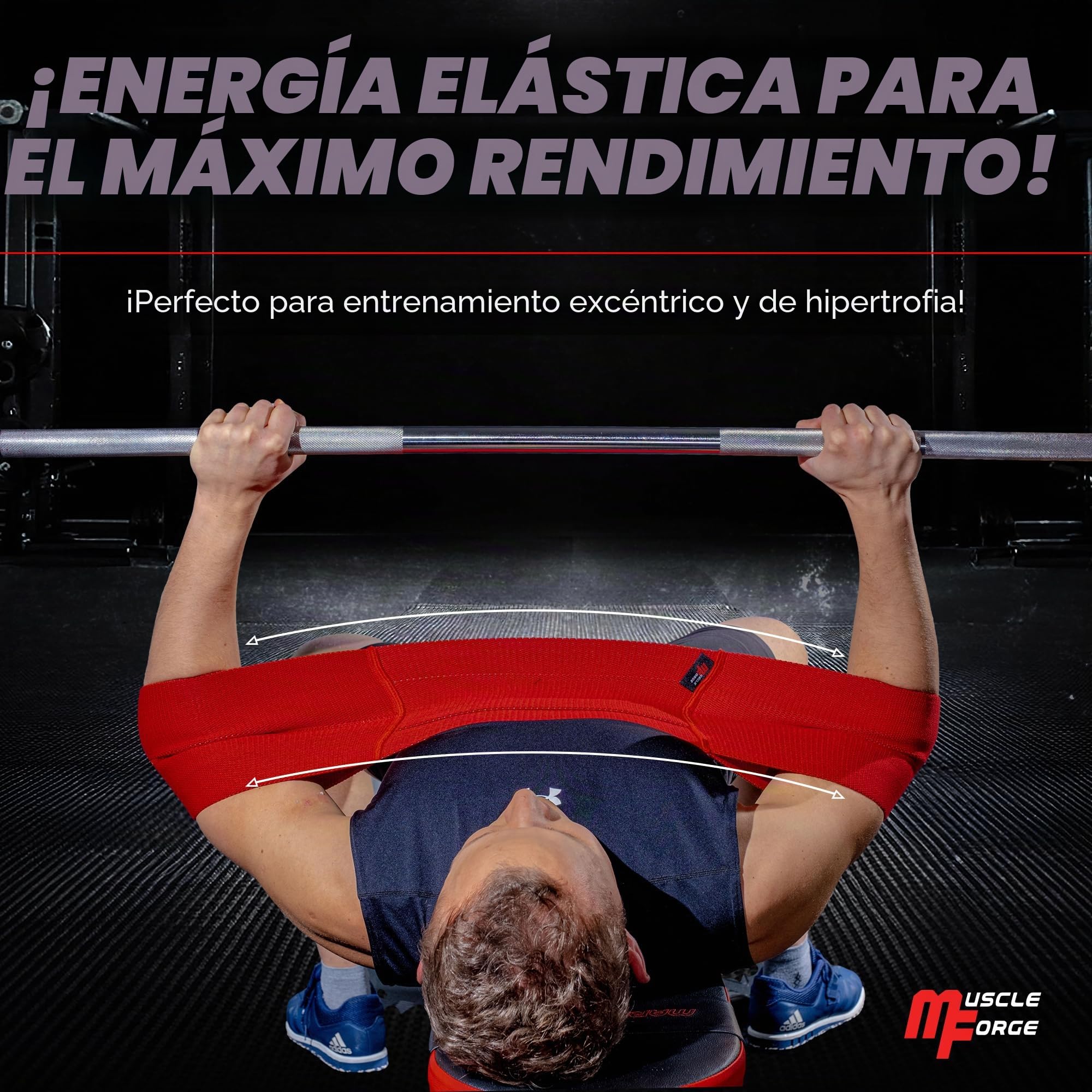 Cinta de Press de banca para Entrenamiento de Press de banca en Powerlifting, Mangas de compresión para Halterofilia, codera, Venda de Codo