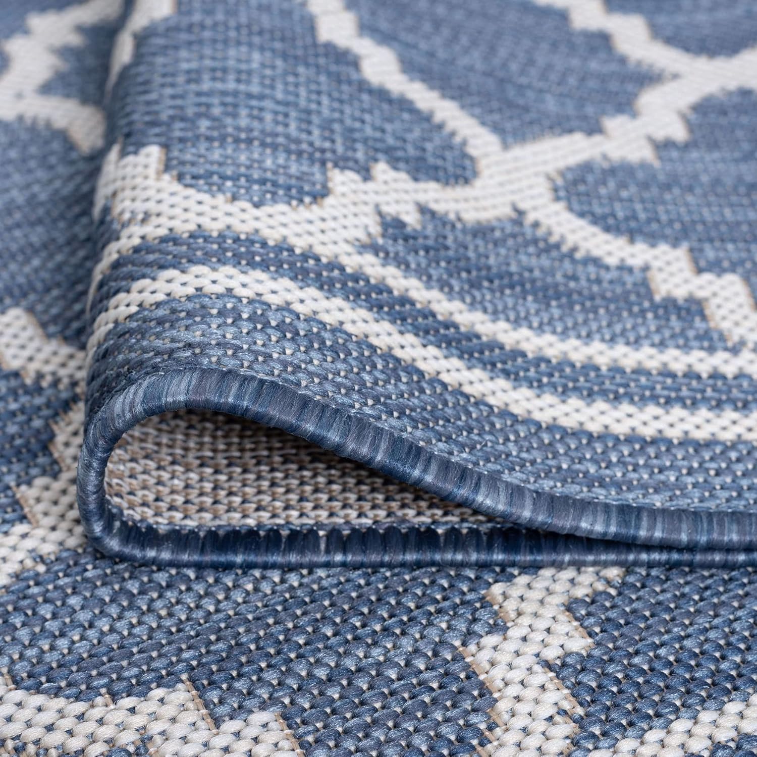 Blue Water Resistant 5'3'' (Approx. 6ft) Round Indoor Outdoor Rug | Outdoor Rugs for Patios, Deck, Porch, Entry, Entryway | Outside Area Rug | Outdoor Patio Rug