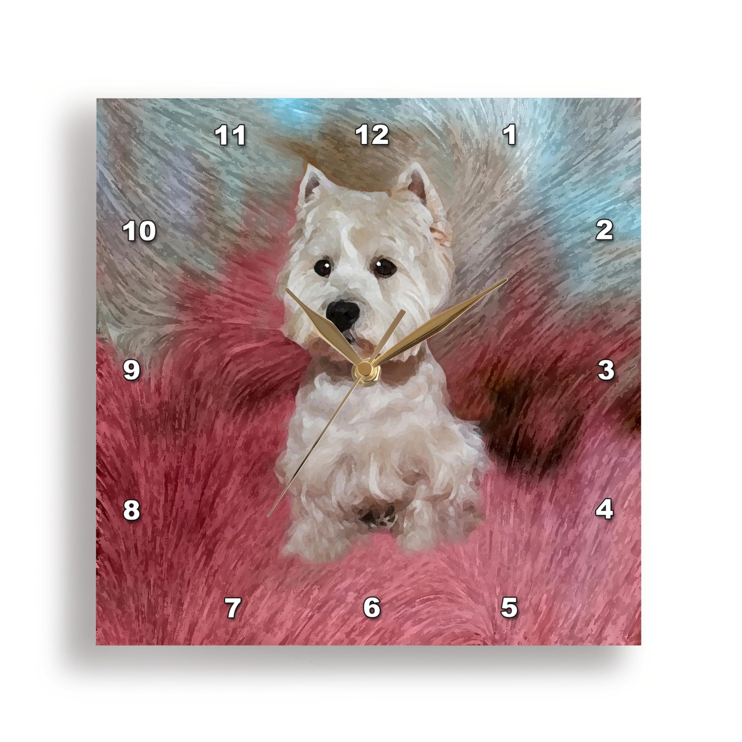 Horloge murale Westie 3dRose DPP_4054_2 grand cadran carré 33x33 cm