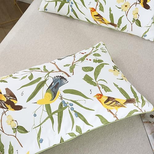 Miniatura 10 de RYNGHIPY Juego de 2 fundas de almohada florales de algodón egipcio, fundas de almohada suaves y transpirables (floral, fundas de almohada tamaño