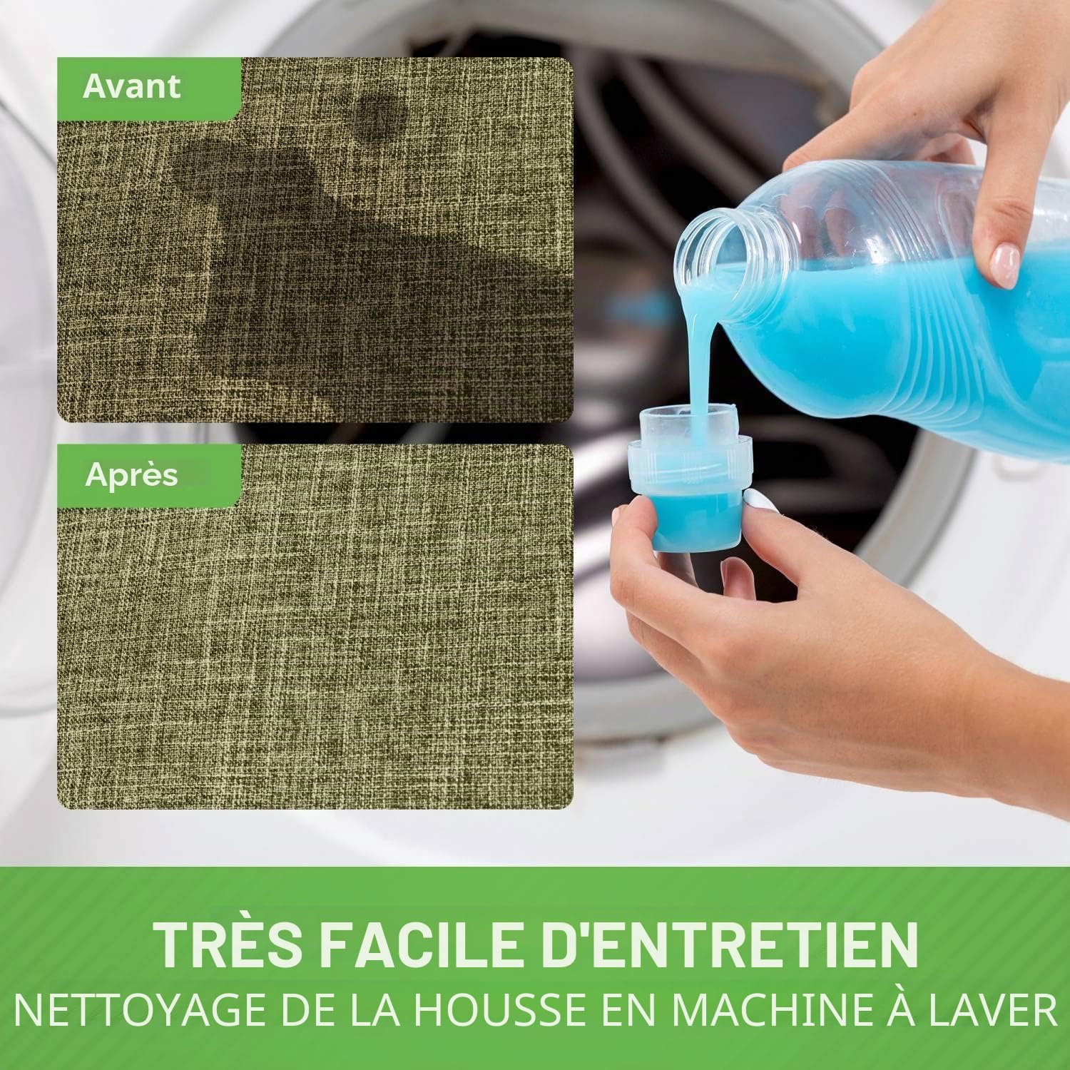 Green Bean© Pouf d'Intérieur XXL de 300 litres avec Remplissage de Perles EPS Doux Moelleux Lavable - Tissu Intérieur Coussin de Sol Coussin de Repos Coussin de Siège