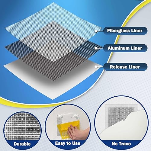 Miniatura 5 de Seloom Kit de reparación de paneles de yeso, tamaño mejorado, kit de parches de paneles de yeso de 2610 pulgadas, agujero grande, kit de reparación
