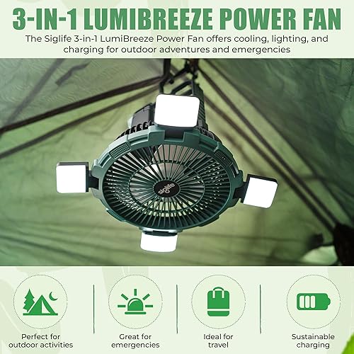 Miniatura 3 de Ventilador solar de camping  Ventilador de camping alimentado por energía solar con luz, control remoto y banco de energía  Ventiladores solares