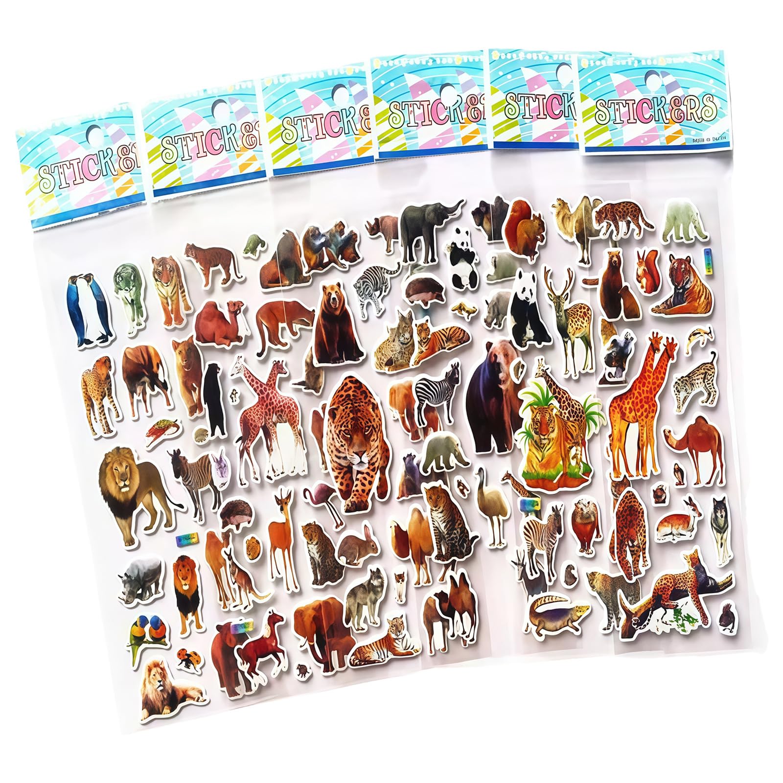 10Sheets Cartoon Animal PVC Sticker Children Reward Sticker for Notebook Journal Water Bottle Scrapbooking Decoration Kids