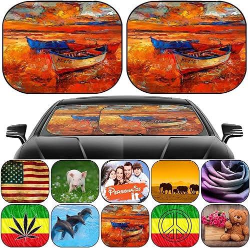 Miniatura 1 de Maizi Windshield Sun Shade Minivan 2pcs Universal Fit Windshield Sun Shades Minivan Fits Most MUV Hatchback Pick-up Truck MPV Image 30357502 Red
