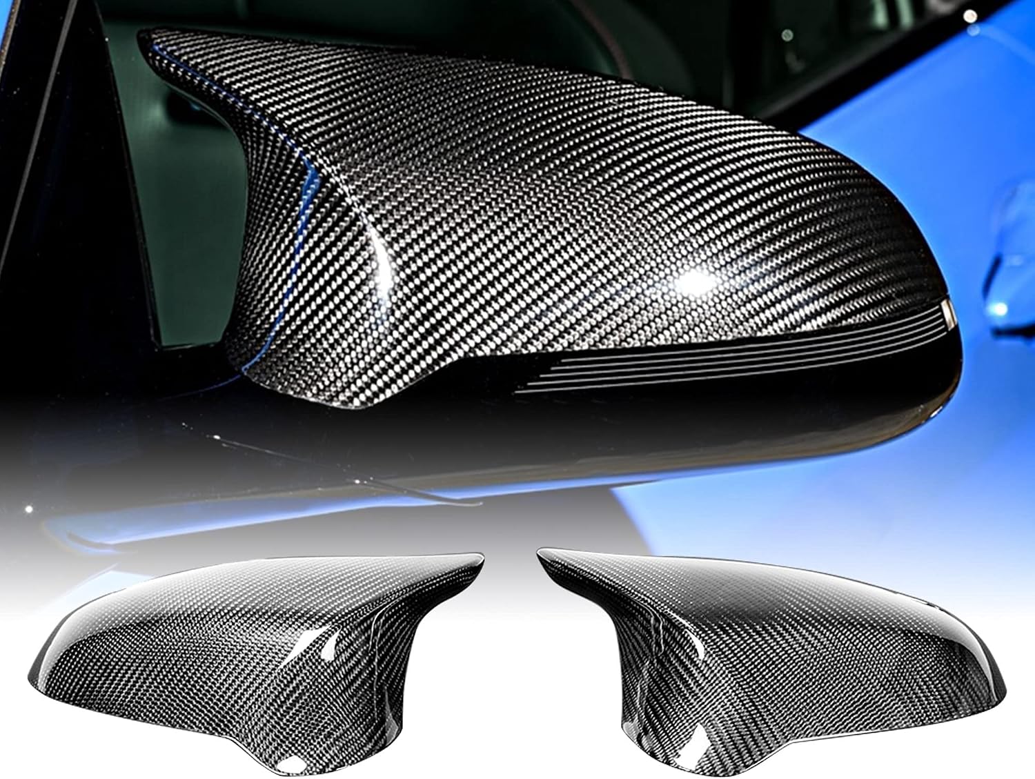 Real Carbon Fiber Side Mirror Covers Caps Compatible with 2013-20 BMW M Power F80 M3/ F82 M4/ F83 M4 (Mirror Cover)