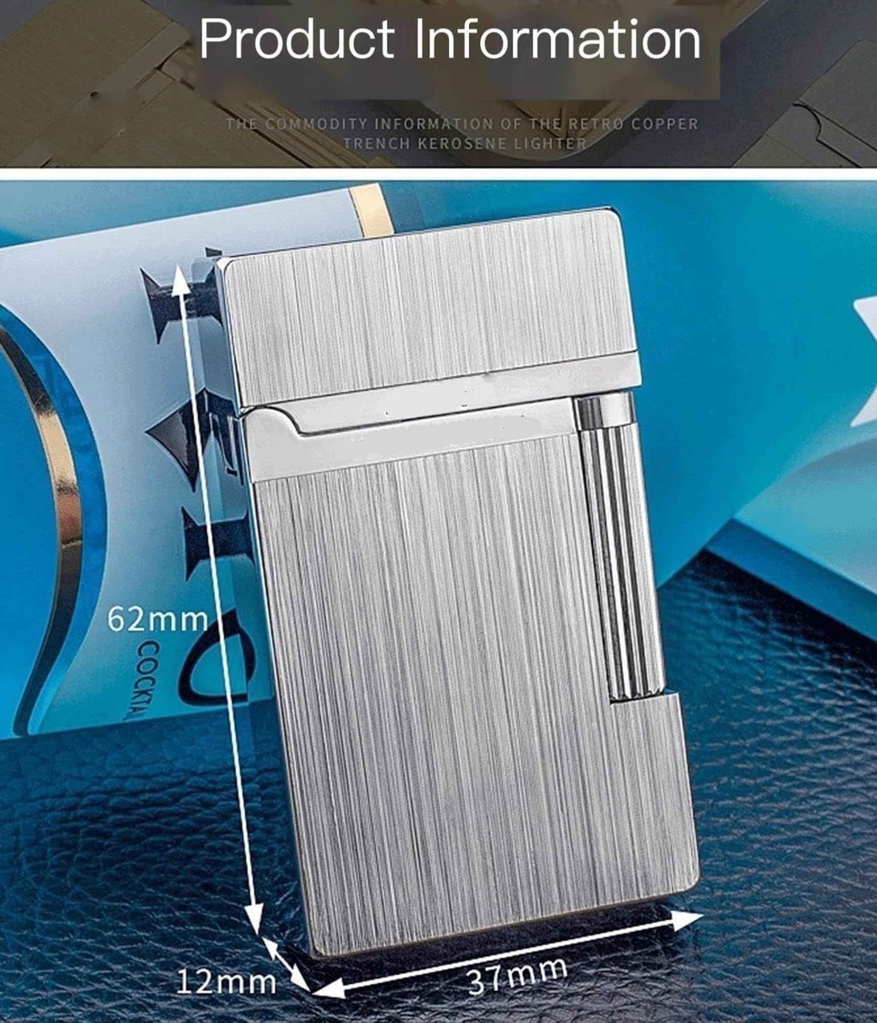 Encendedor de queroseno, encendedor portátil clásico abatible con rueda de molienda lateral, diseño de llama suave, combustible no incluido