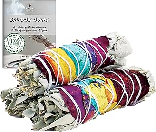 Rose Petals & Organic White Sage Smudge Sticks with Flowers for Cleansing Home, Meditation, Yoga, Healing and Smudging | S...