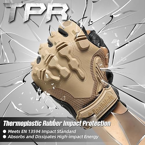 Miniatura 2 de ZUNE LOTOO Guantes tácticos de dedo completo para hombre, guantes de motocicleta para pantalla táctil con protección de impacto TPR, forro de