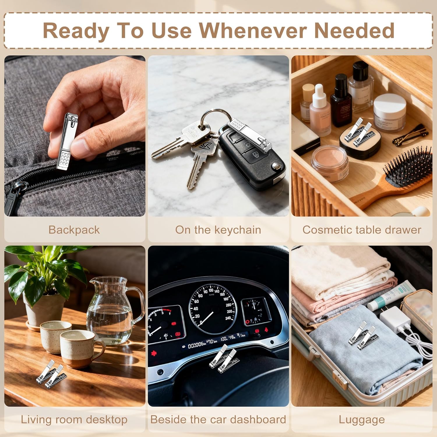 Nail Clippers Bulk, Fingernail Clippers Bulk, Individually Packaged, Straight-Blade Stainless Steel, Suitable for Travel, Hotels, Homeless, Charitable Organizations (120-PACK)