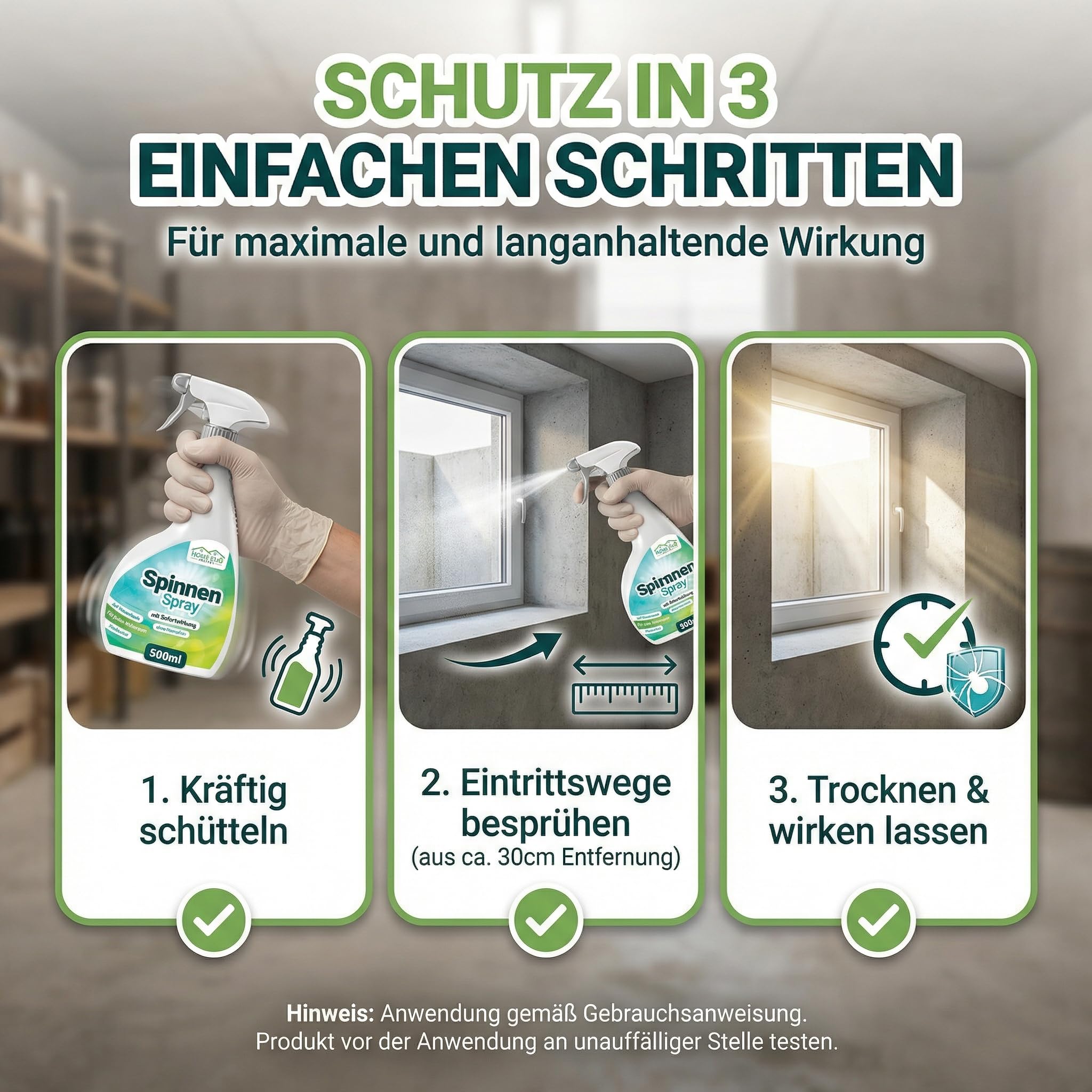 Spinnenspray 500ml Sprühflasche- Effektives Spinnen Spray zur zuverlässigen Spinnenabwehr im Haushalt - Anti Spinnenspray mit Sofortwirkung -