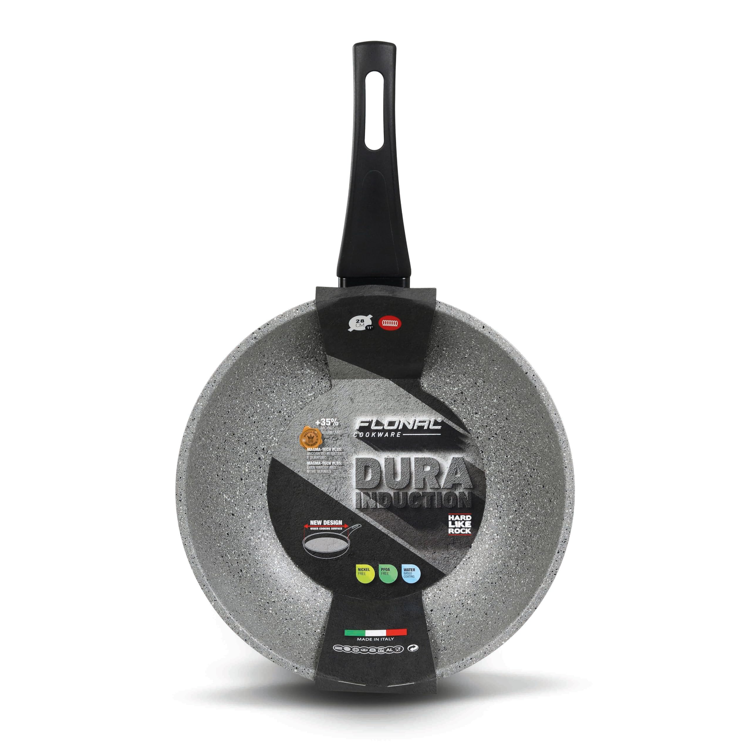 FLONAL DUIWO3235 Dura Poêle Wok à induction Aluminium Effet pierre Diamètre 32 cm