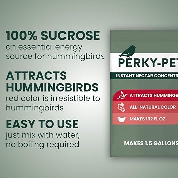 Perky-Pet Hummingbird Instant Nectar Powder Concentrate - 2 lb Bag - 244SFB - Makes 192 oz of Humming bird Liquid Food Nectar - 100% Sucrose