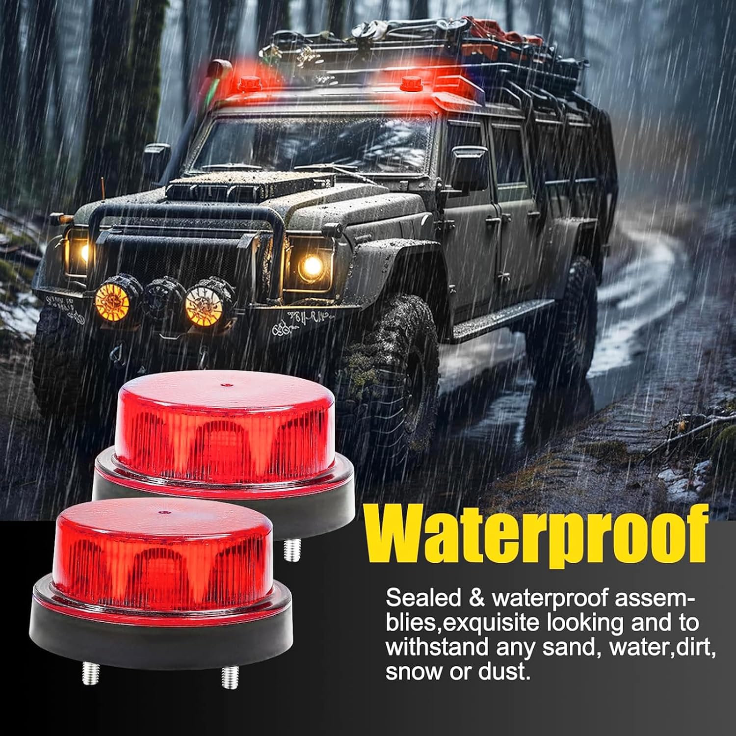 Ourbest Emergency Flare Alert Warning Signal Caution Light LED Marker Lights for Truck Trailer Vehicles 2Pcs (Red)