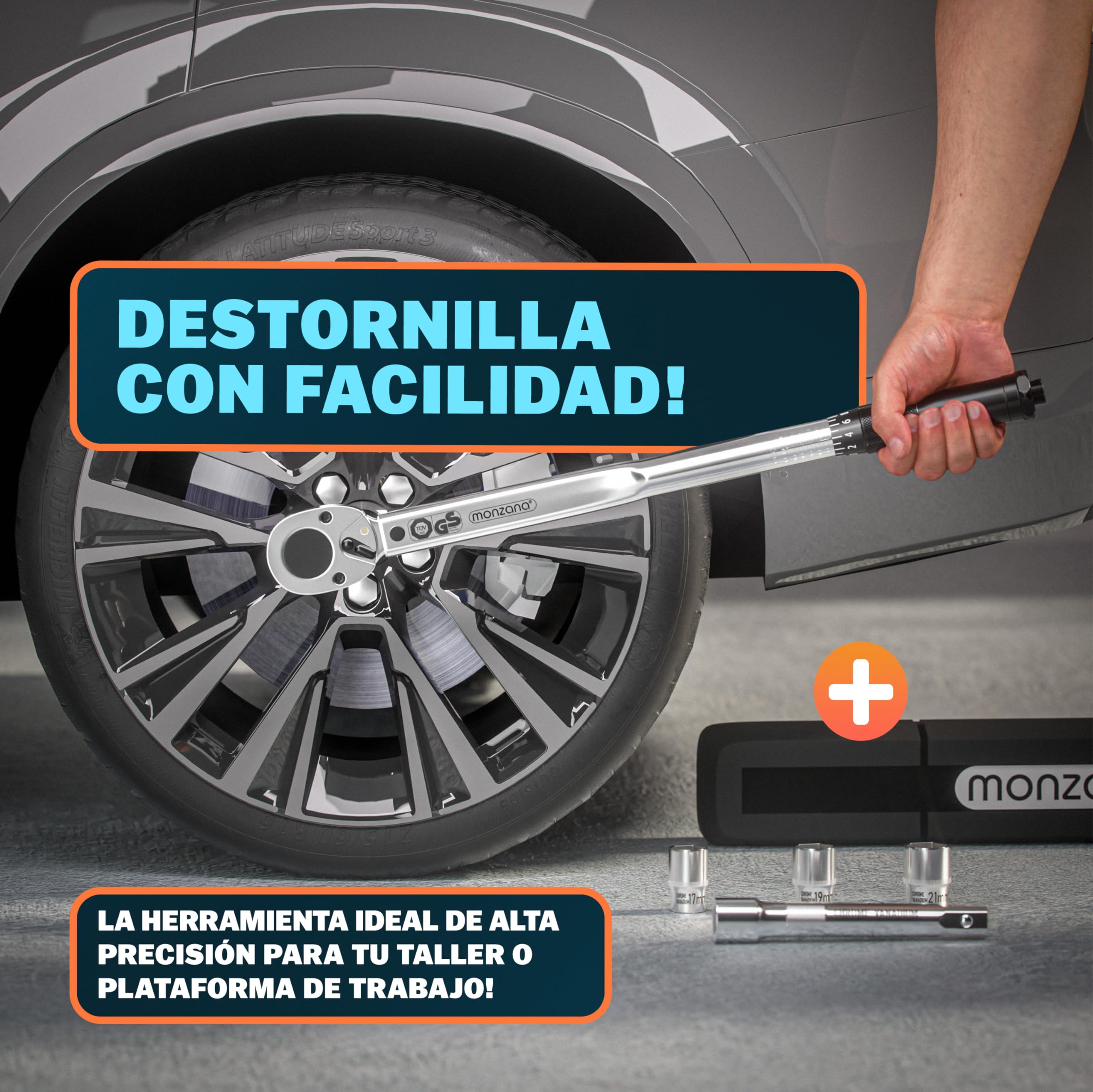 Monzana Llave Dinamométrica 1/2 Certificado TÜV Süd GS 40-210Nm