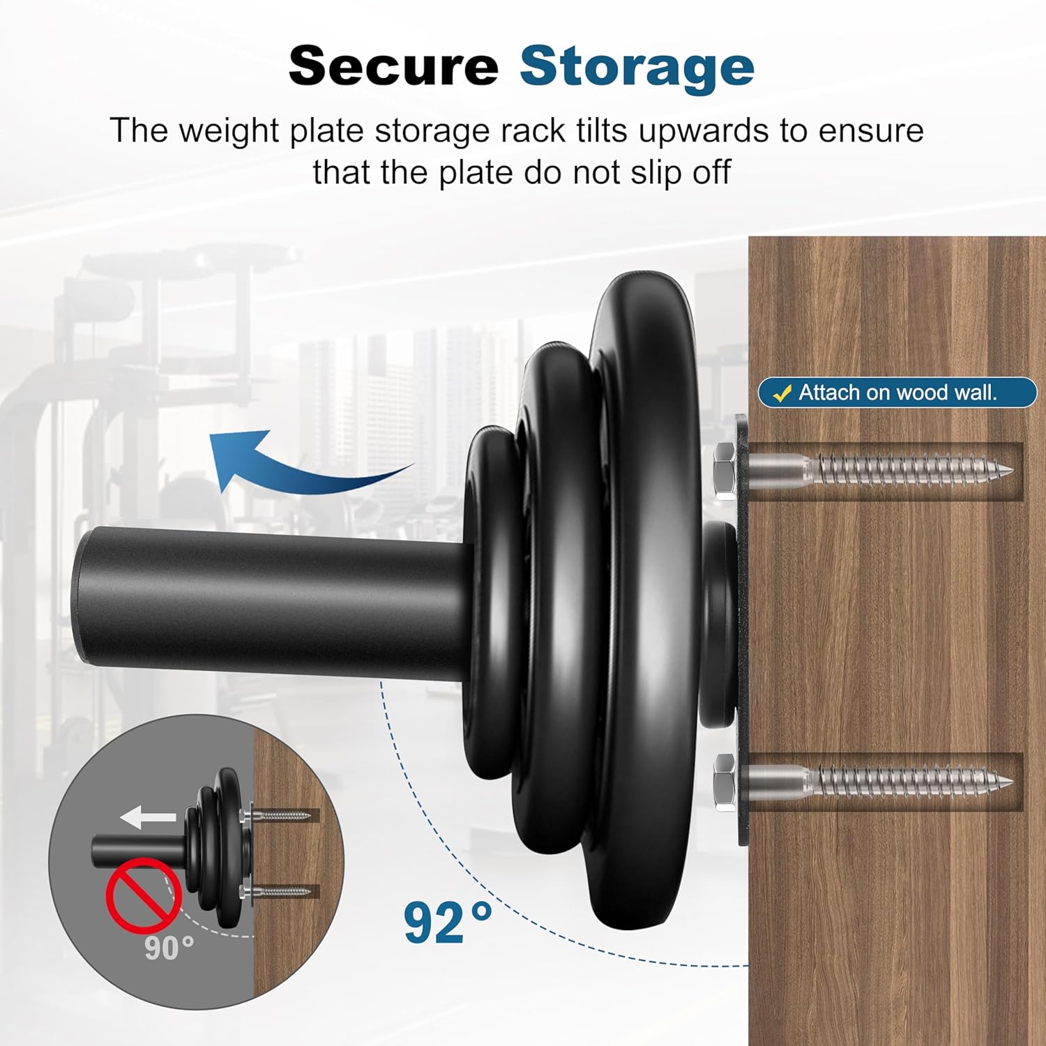 EVERYMATE Weight Plate Holder: Wall Mounted Weight Rack Storage for Olympic Weight Plate,Home Gym Organizer