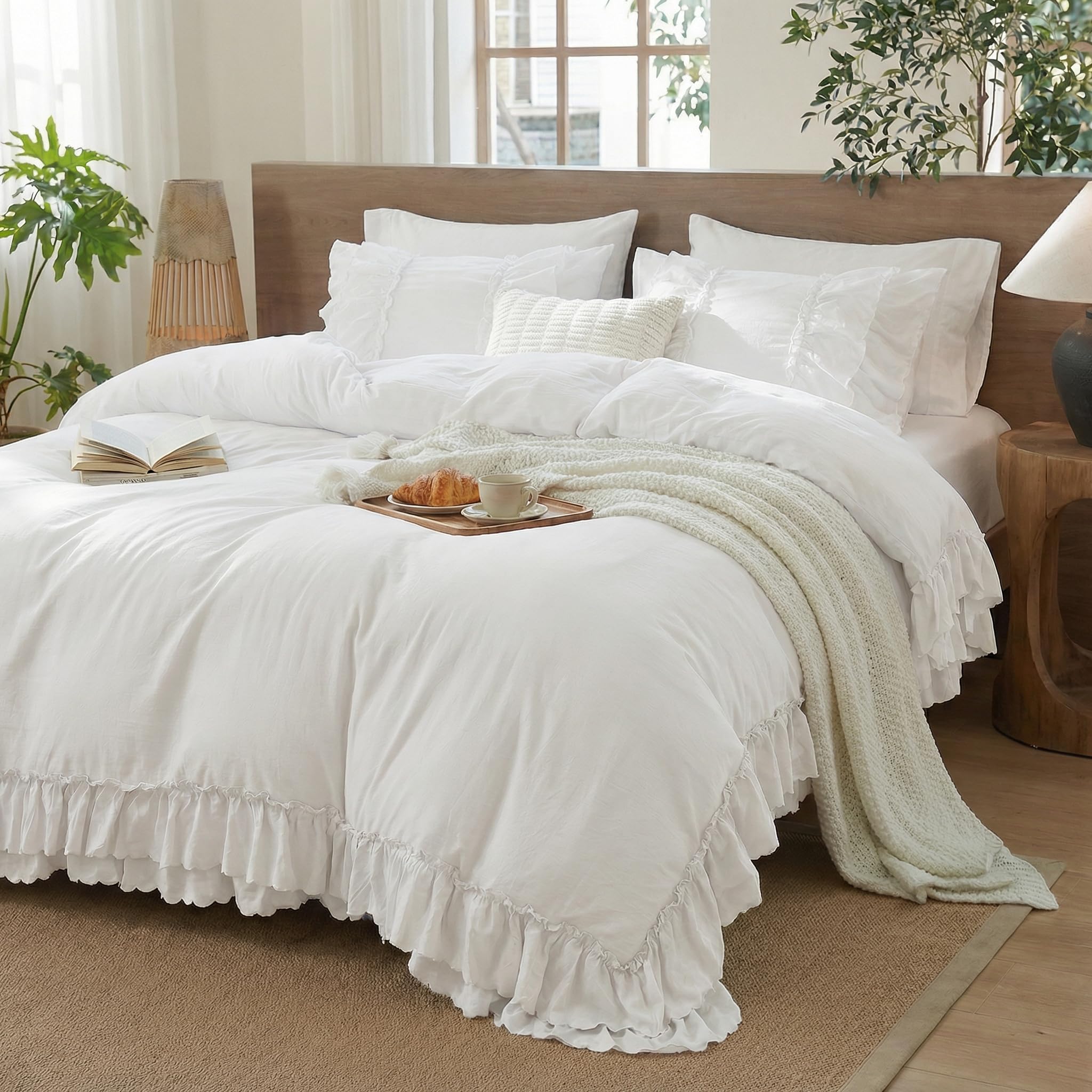 Housse de couette réversible Herside blanche lavable facilement