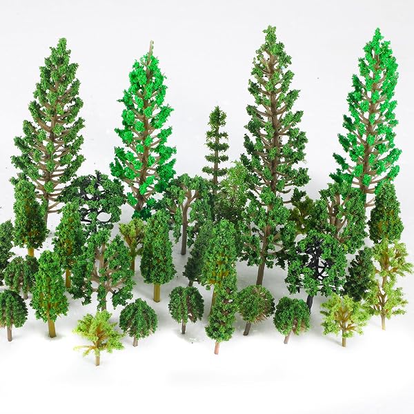 32 Stück Modell Bäume Miniatur, Mini Modellbau Bäume Diorama Baum Zug Bäumes Mehrere Sorten Architektur Baum Künstliche Pflanzen Grüne Mini-Bäume Für Modellbau Bastelarbeiten Und Dekorationen - 1