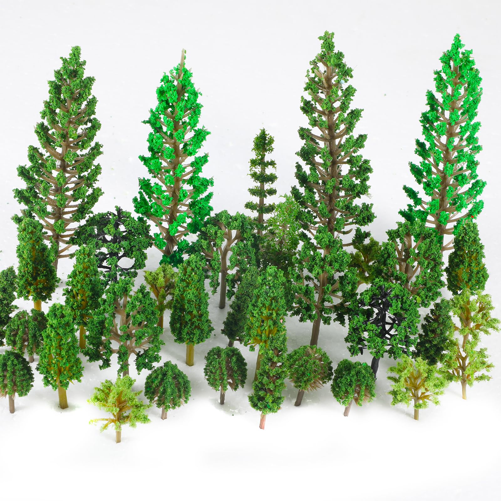32PCS Mixed Miniature Trees Mini Model Trees Railroad Scenery Diorama Tree Diorama Supplies Fake Plants Landscape Green Mini Tree for Building Model DIY Crafts Topper Scenery, 1.3-4.33 Inch