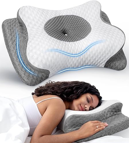 No más dolores almohada cervical para aliviar el dolor, almohada cervical ajustable para soporte de cuello con reposabrazos, almohadas ergonómicas