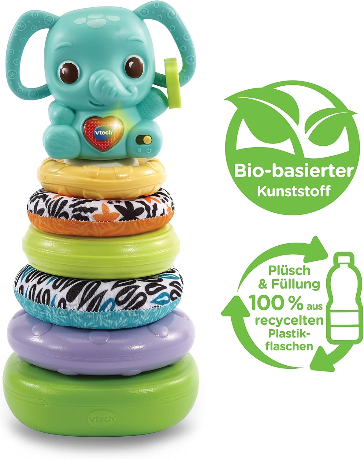 VTech- Elefante de Pila 3 en 1 Juguete para bebé, Color carbón (80-557504)