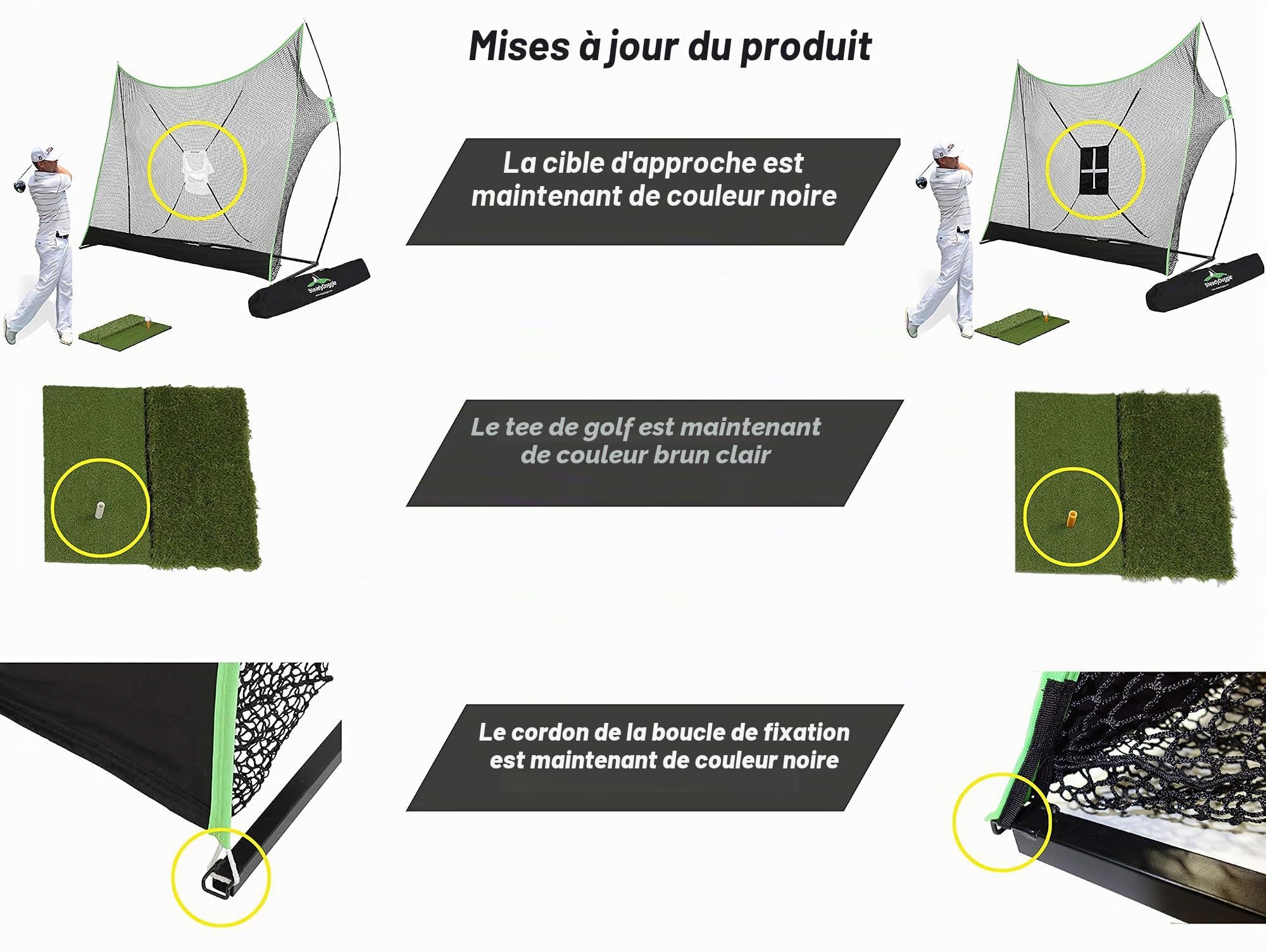 Filet de golf professionnel en attente de brevet, tapis de golf à double tour, cible d'écaillage et sac de transport – Le bon choix de filets de golf pour la conduite dans le jardin et les filets de golf
