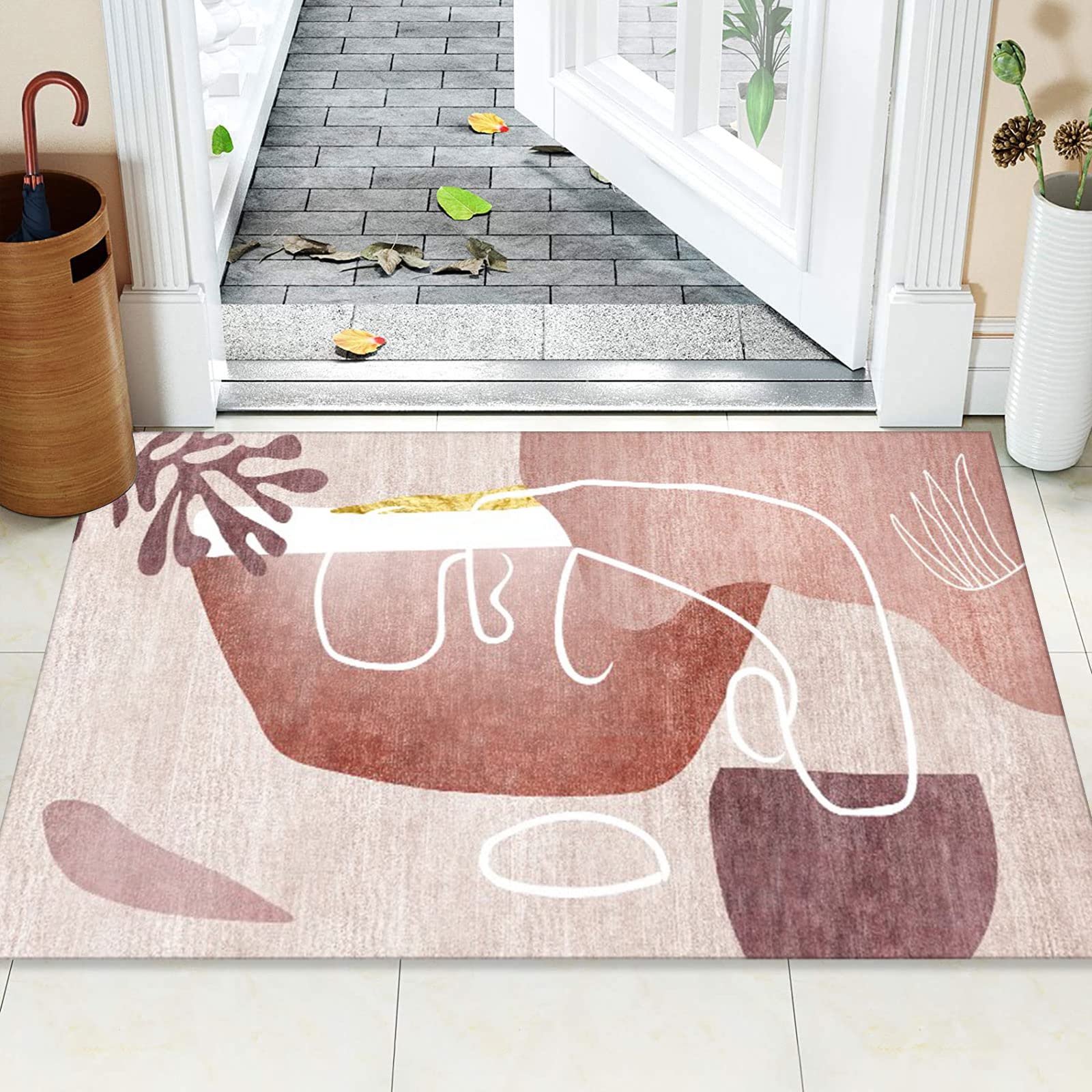 Läufer Teppich Flur Küche rutschfest Waschbar Modern Abstrakt Design Stilvoll Rosa Farbverlauf Teppich 60x700cm