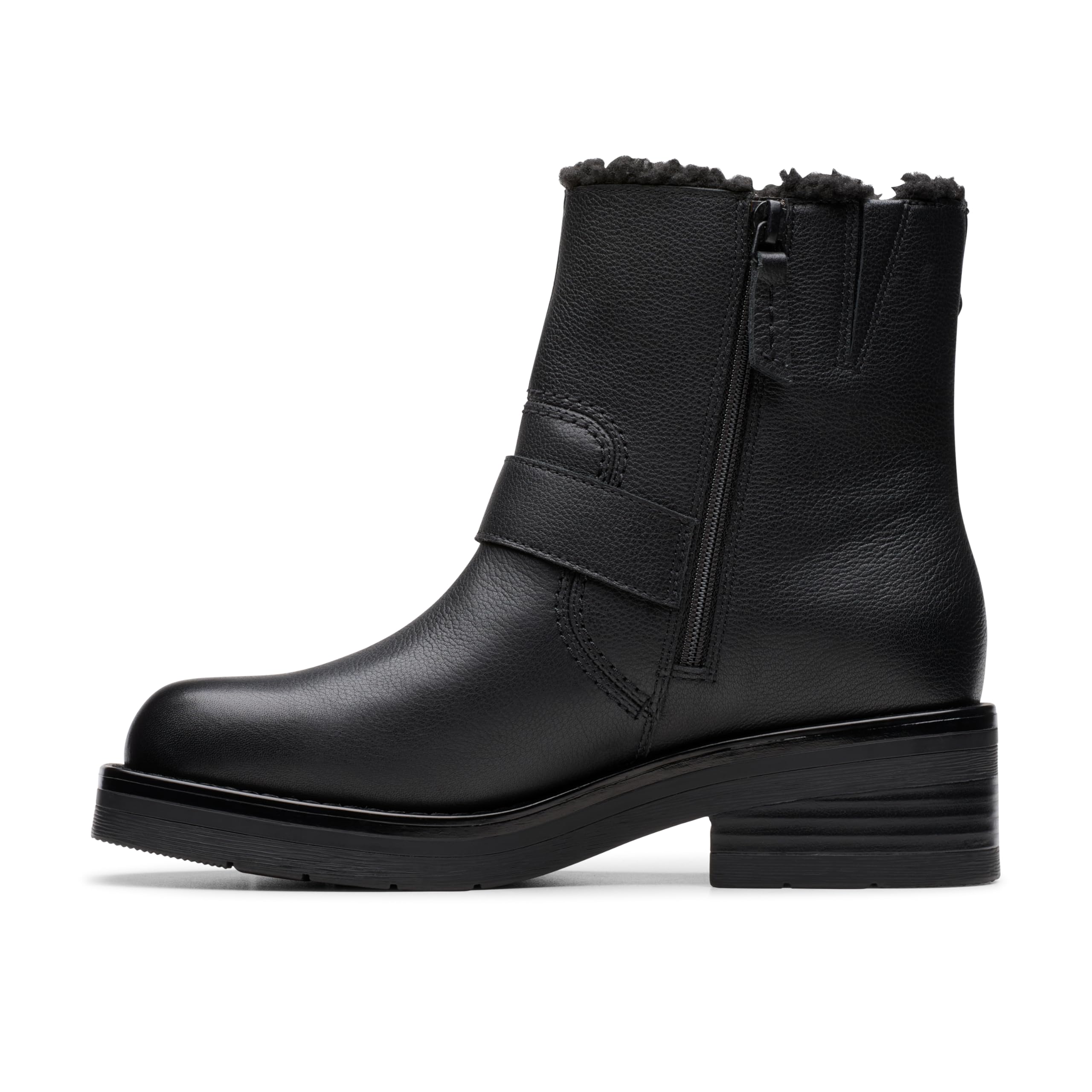 Clarks Rebelle Buckle Womens Black WLined Lea, 7.5