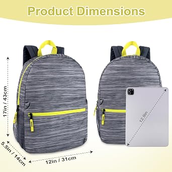 Trail maker 17 inch Backpack for Travel & Commute, Zippered Front & Mesh Side Pockets, Padded Straps