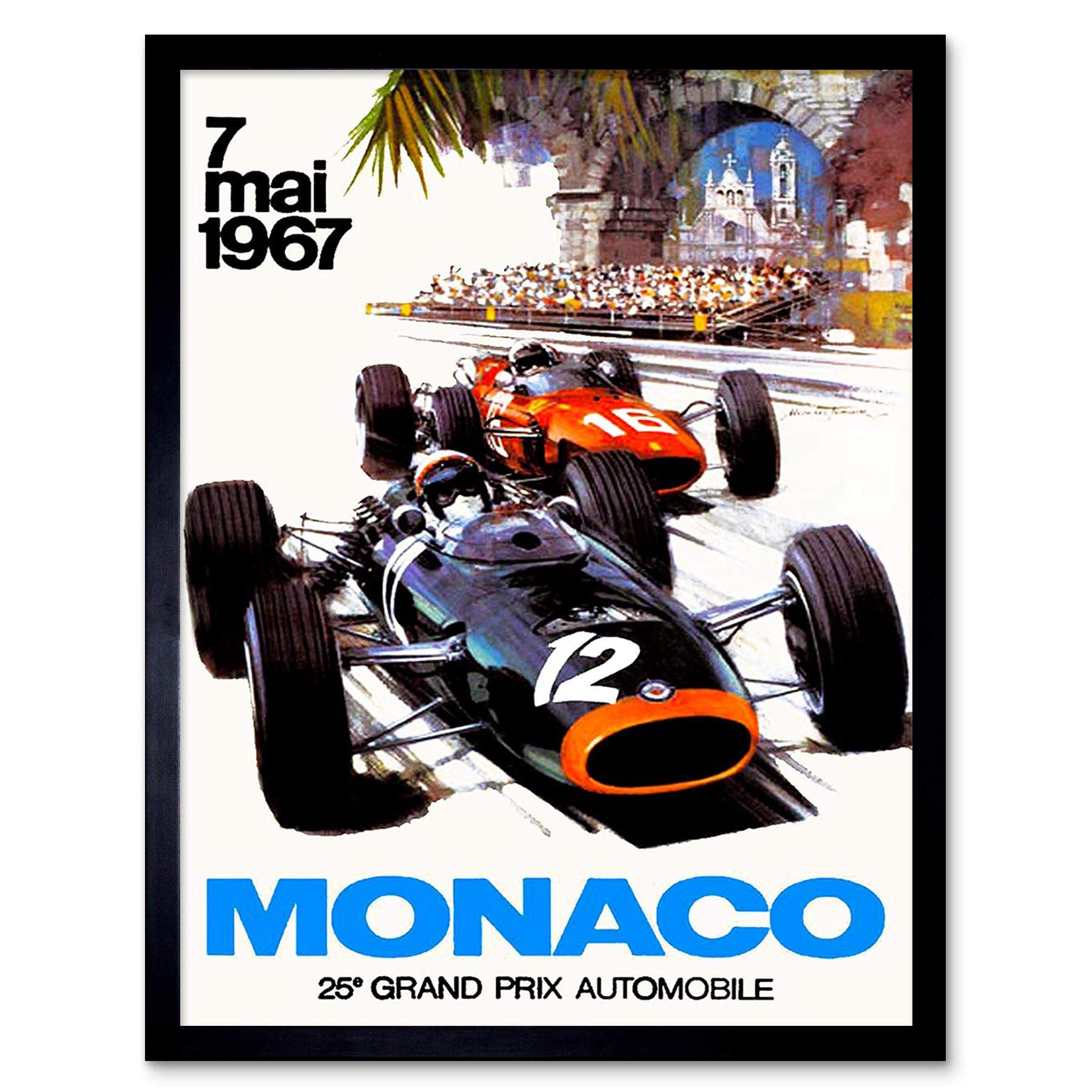Wee Blue Coo 1967 Monaco Grand Prix Automobile Race Framed Wall Art Print - 30 x 41cm