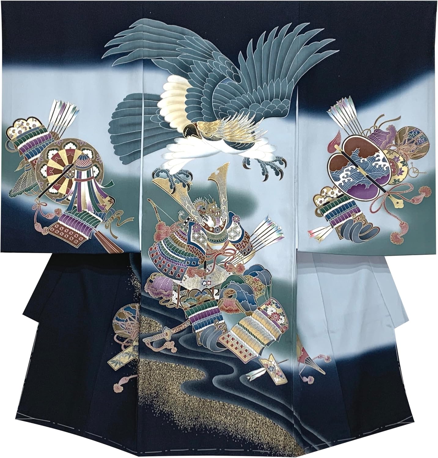 Y☆2978☆ 七五三 男の子 着物 かけ着 男児 一つ身 暗い緑色 お宮参り