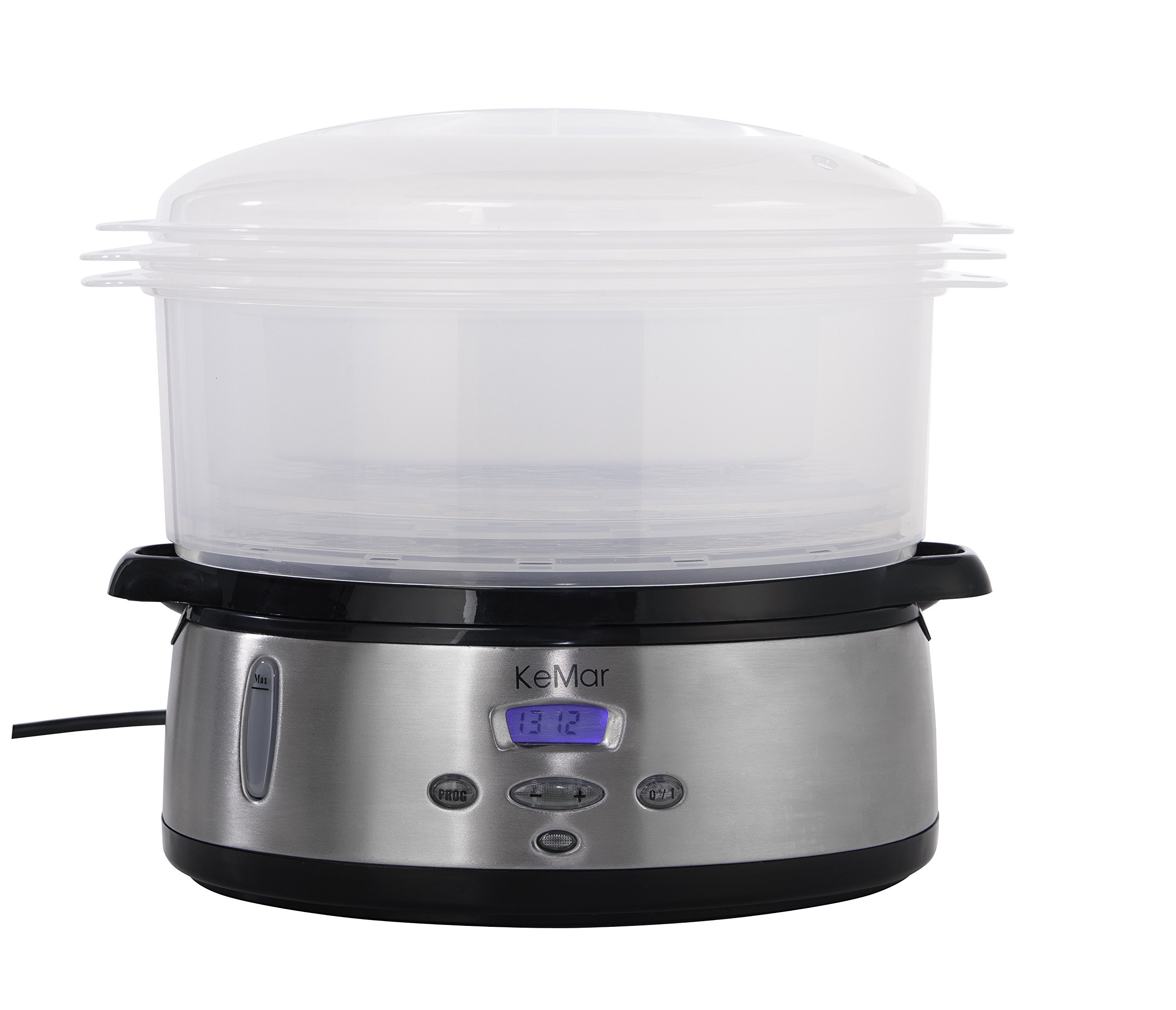 KeMar Dampfgarer 9 Liter 800W Edelstahl mit Timer Dampfgarbehälter Reisschale BPA-frei Stapelbar