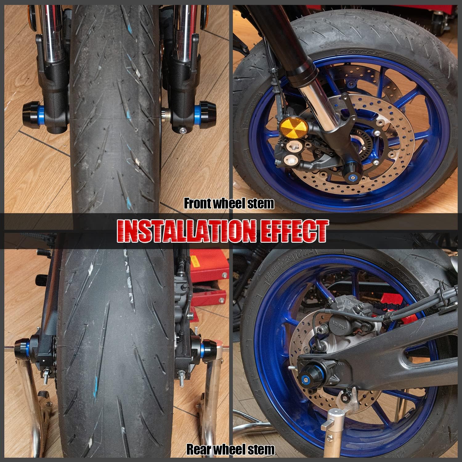 Motorcycle YZF-R7 Front Rear Wheel Slider Axle Fork Sliders Frame Falling Side Protector Anti Crash Pad Protection Kit for Ya-maha YZF R7 YZFR7 2021 2022 2023 Motorbike Modified Parts (Blue)