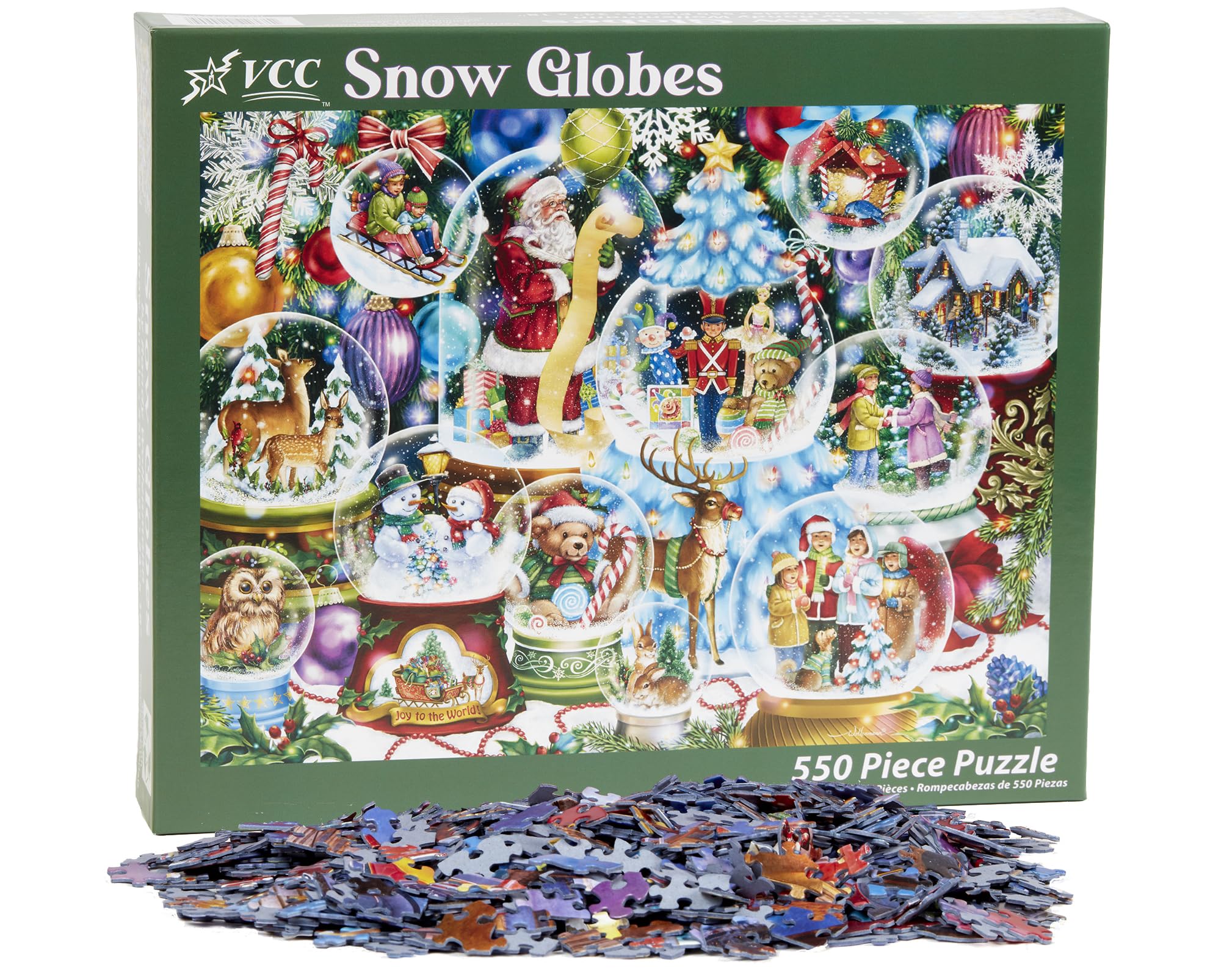 Vermont Christmas Company 'Snow Globes' Jigsaw Puzzle 550 Piece - 24" x 18" - Large Piece Christmas Puzzle for Adults & Young Adults - Image 4