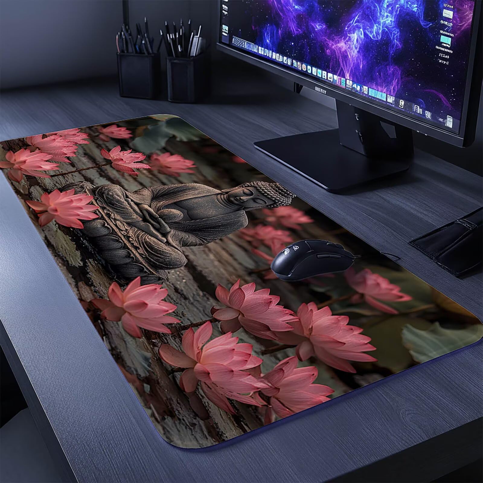 Zen Podkładka pod mysz Podkładka pod mysz xxl 1000x500x3mm Wodoodporna podkładka pod mysz z antypoślizgową gumową podstawą do laptopa Klawiatura Gracz PC Prezent Dekoracja Jesień Biuro Krajobraz DBYH