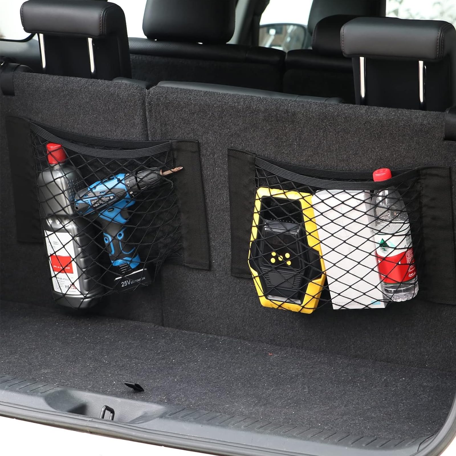 Rete Organizzatrice Bagagliaio Auto - 2 Pezzi Con Viti E Elastici, Per Tenere Tutto In Ordine - Foto 4