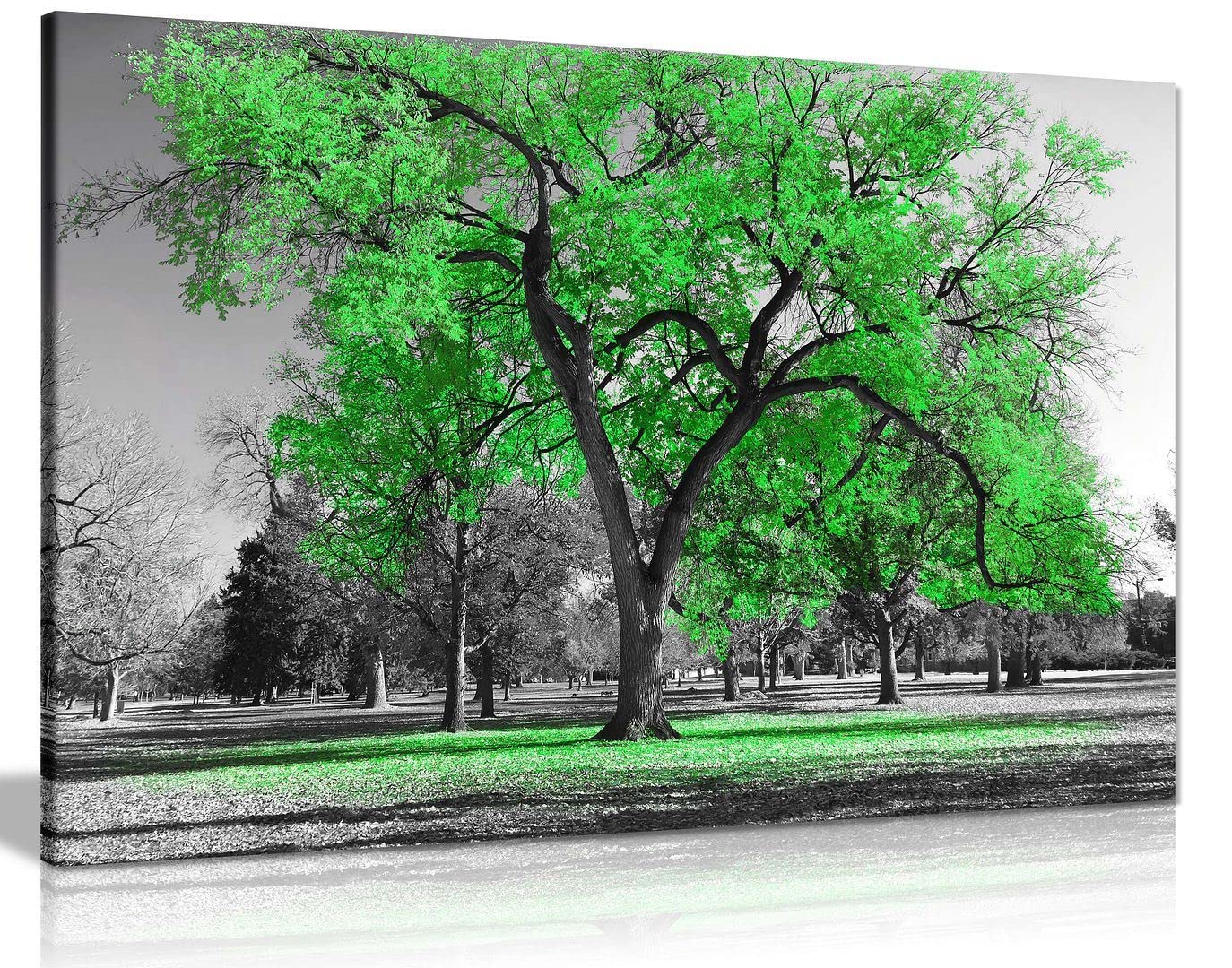 Panther Print Green Large Tree Leaves Black White Nature Canvas Wall Art Picture Print Home Decor 31X20cm (12X8in)