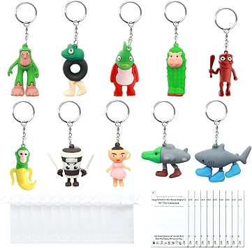 J6&H6 10 Sets Italian Brainrot Keychain with Figures - Tralalero Tralala , Tung Tung Tung Sahur, Emotional Support Gift Set with Inspirational Cards for Friends, Family