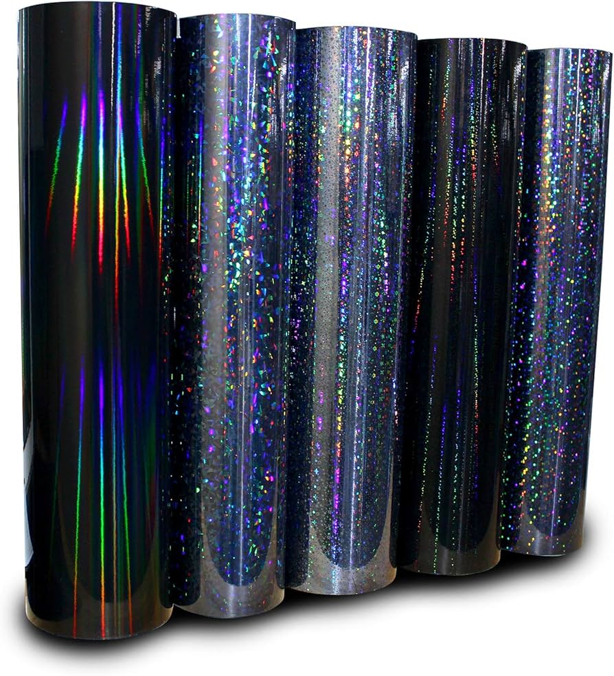 FFX Series - Lámina Holográfica Para Plóter De La Serie FFX, Efecto Negro Y Plateado, Para Plóter, Lámina De Efecto De Escamas, Para Coche, Decoración DIY (Black Smooth, 61 Cm