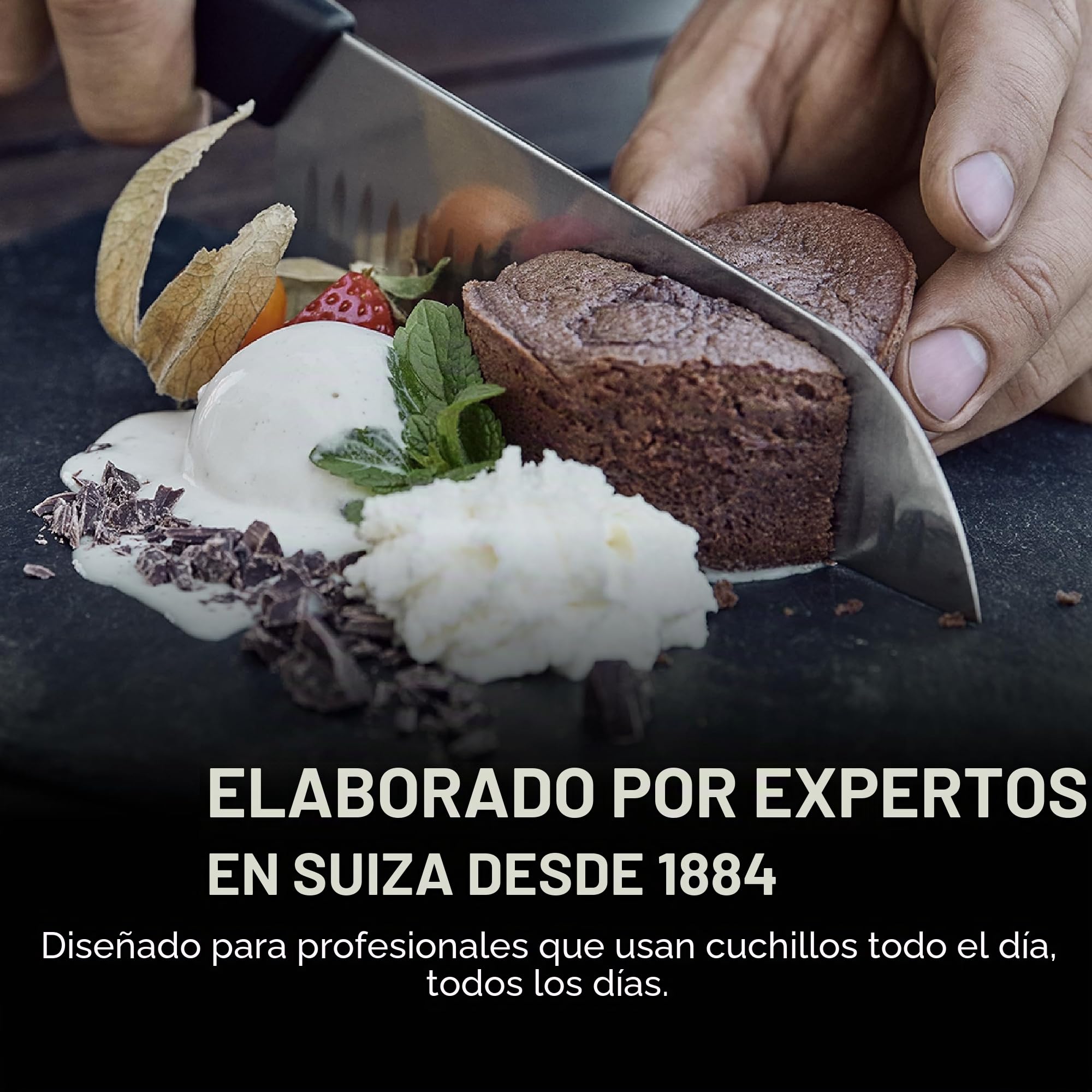 Victorinox Grand Maître, cuchillo Santoku profesional, hoja extra afilada, afilado recto, 17 cm, mango de plástico, acero inoxidable, negro