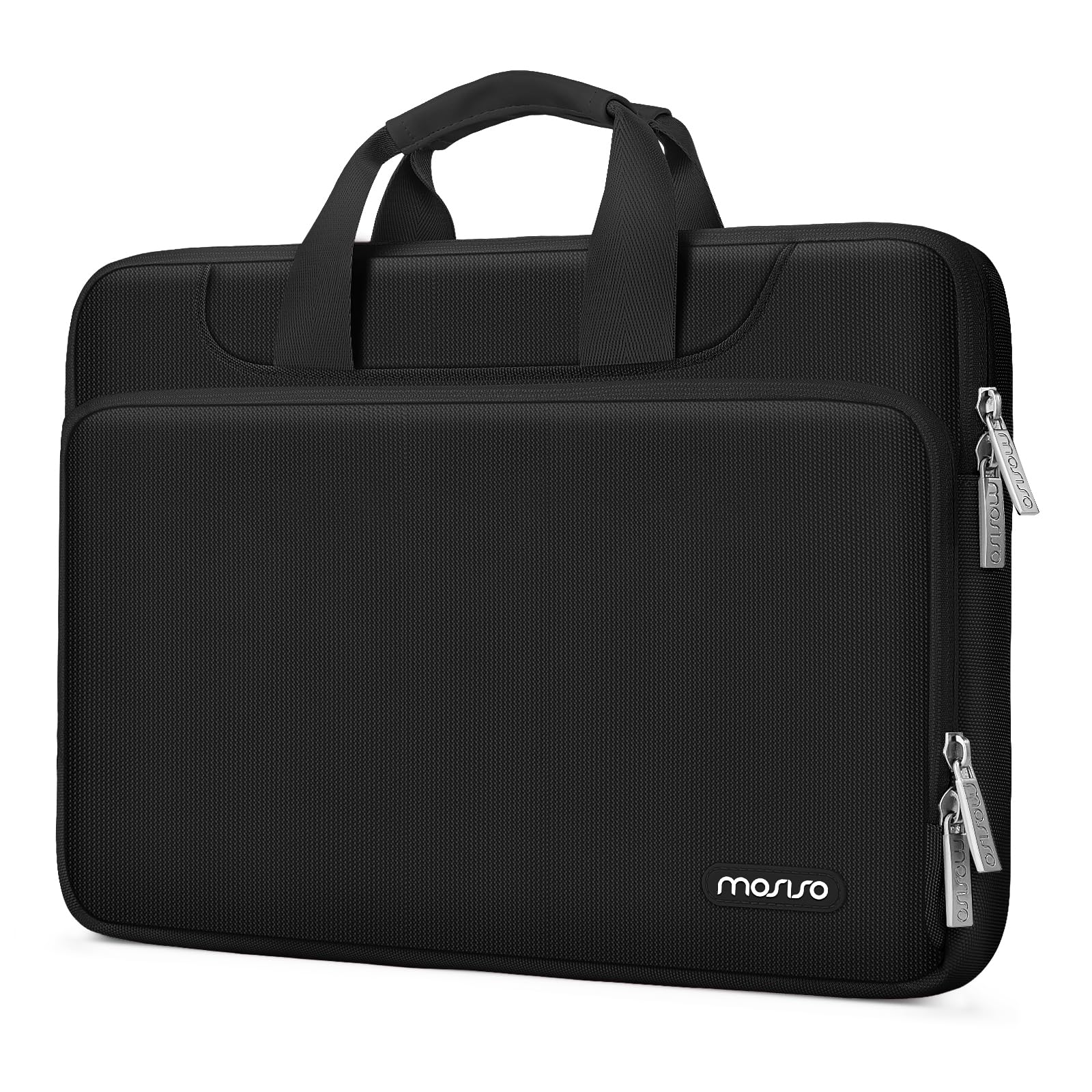 MOSISO 360 Protective Laptop Sleeve Compatible with MacBook Air/Pro, 13-13.3 inch Notebook, Compatible with MacBook Pro 14 inch M4 M3 M2 M1 2024-2021, Matching Color Sleeve Bag with Belt, Black