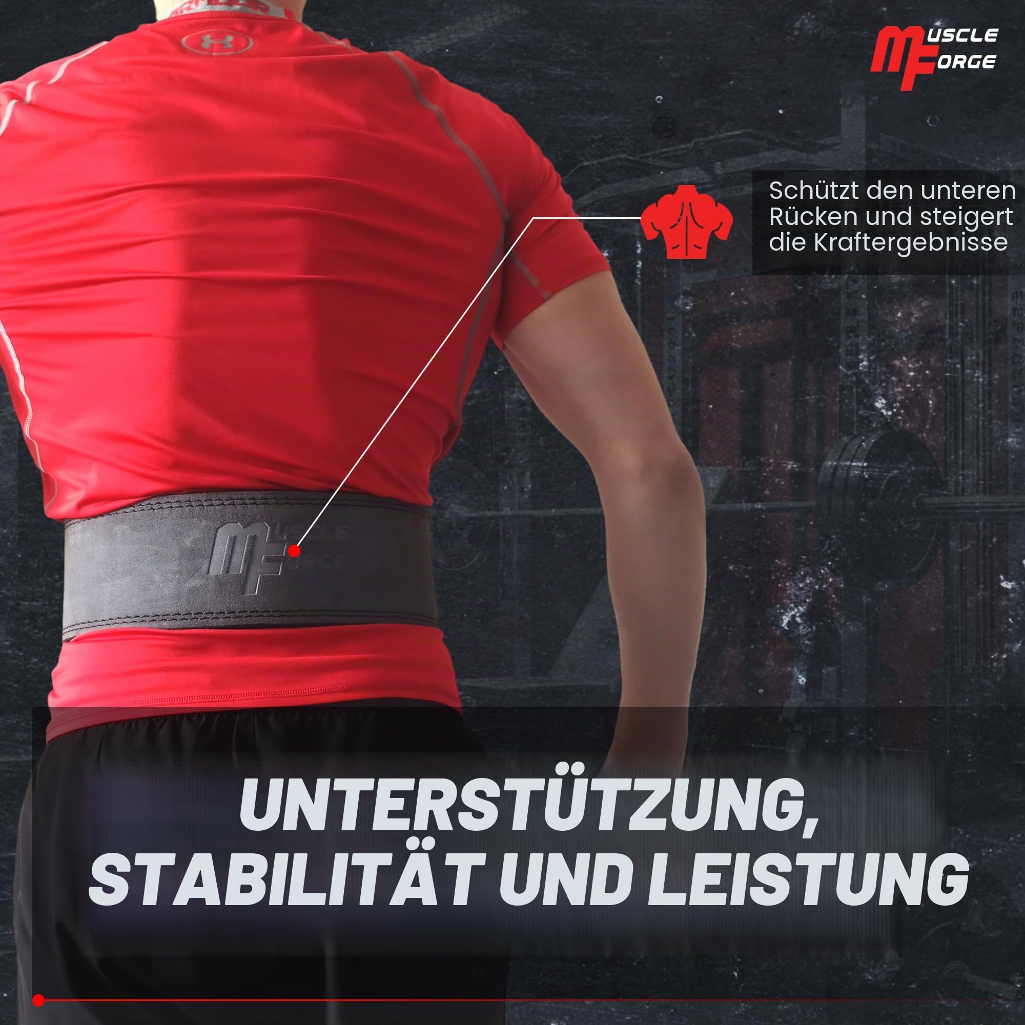 Leder Powerlifting Gürtel mit Stahlschnalle - Gewichthebergürtel für Powerlifting, Weightlifting Belt for Bodybuilding, Krafttraining, Größe S/M/L