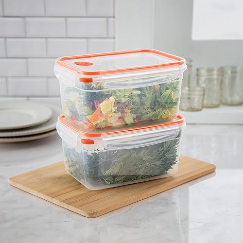Miniatura 4 de Sterilite Ultra-Seal 12 tazas rectangulares, recipiente hermético para almacenamiento de alimentos, tapa con pestillo, apto para microondas y
