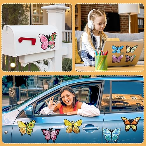 Miniatura 6 de Umigy 20 piezas de imanes de pintura de diamante de mariposa, calcomanías de arte de diamante, kits de pintura para refrigerador de Navidad