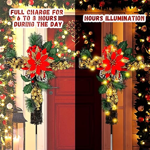 Miniatura 3 de 2 luces de Pascua de Navidad para decoración al aire libre, estaca solar, luces LED, cementerio, tumba, decoración de Navidad, decoración de patio