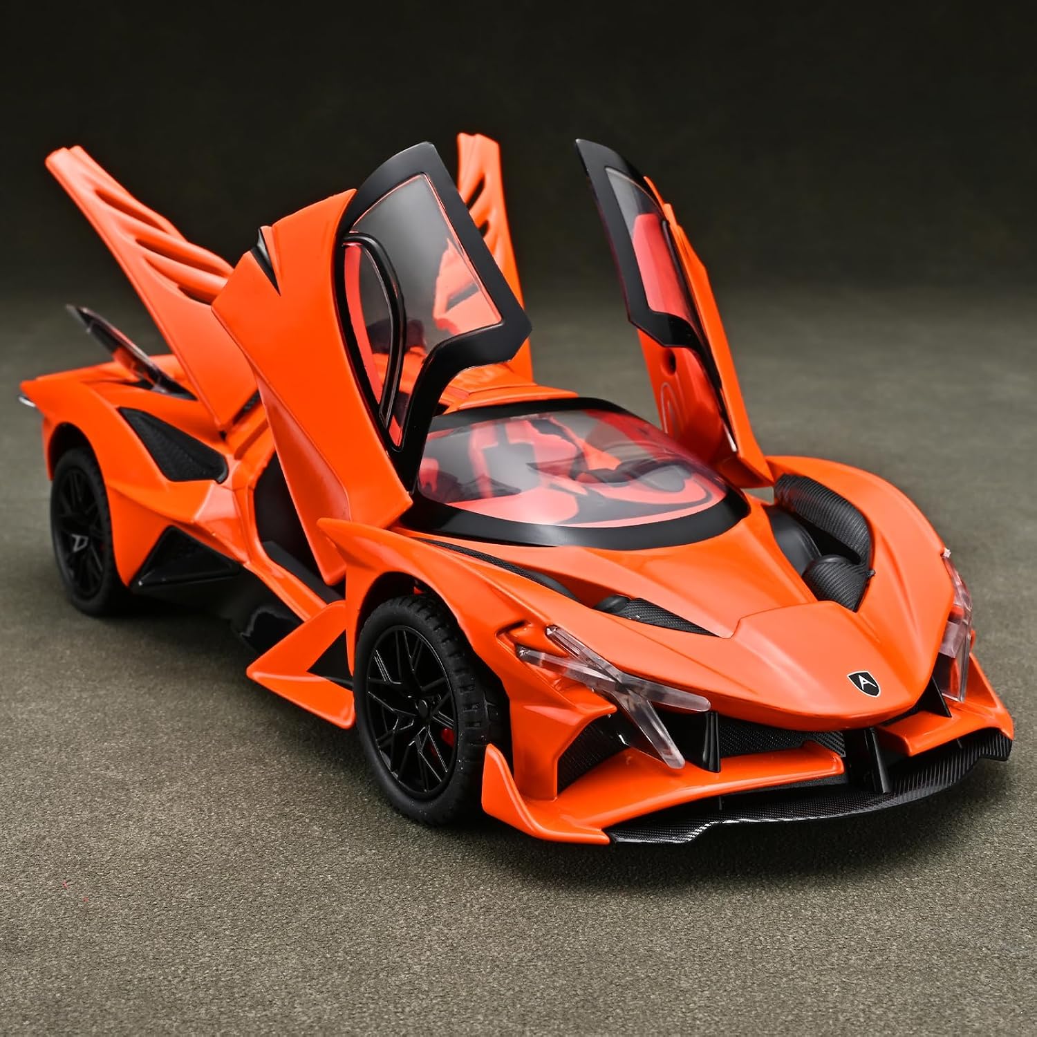 RZAPE Spray Project EVO Toy Cars 1/24 Diecast Cars Metal Car Carros De Coleccion,Model Car Kits for Adults and Boys,Pull Back Car with Lights and Sounds,Spray Toy Cars for Boys Age 3-12（Orange）